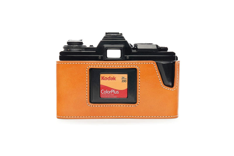 Minolta X-700 Case, BolinUS Handmade Genuine Real Leather Half Camera Case Bag Cover for Minolta X-700 with Hand Strap (Yellow) Yellow