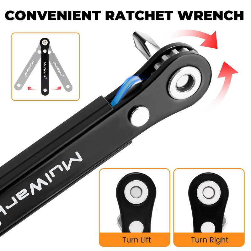 MULWARK 20-Piece Right Angle Screwdriver Set, 1/4" Mini Ratchet with High Torque - 90-Degree Offset Screwdriver for Tight Spaces, Auto Repair, Electronics, DIY Home Improvement EDC Tool Kit 20-piece screwdriver set