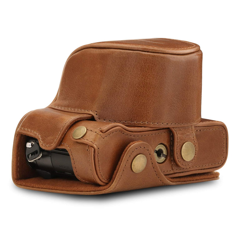MegaGear MG1565 Ever Ready Genuine Leather Camera Case Compatible with Panasonic Lumix DC-LX100 II - Brown