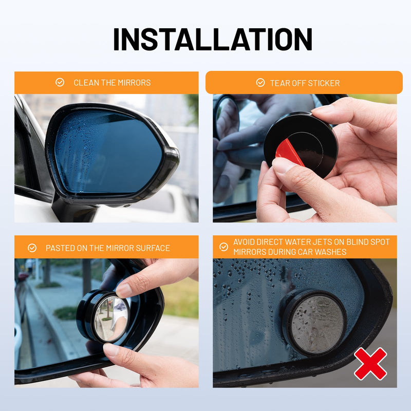 Blind Spot Mirror,2" Round HD Glass 360°Wide Angle adjustable blindspot mirror,2pcs Convex car side mirror for Cars SUV and Trucks black