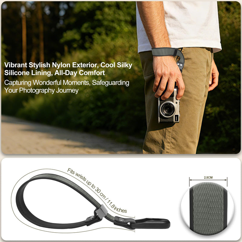 FIEIL Quick Release Camera Strap, Adjustable Universal Camera Wrist Strap for DSLR Mirrorless Compact Point-and-Shoot Cameras, Comfortable Secure Fit for Photographers (Charcoal Gray) Charcoal Gray