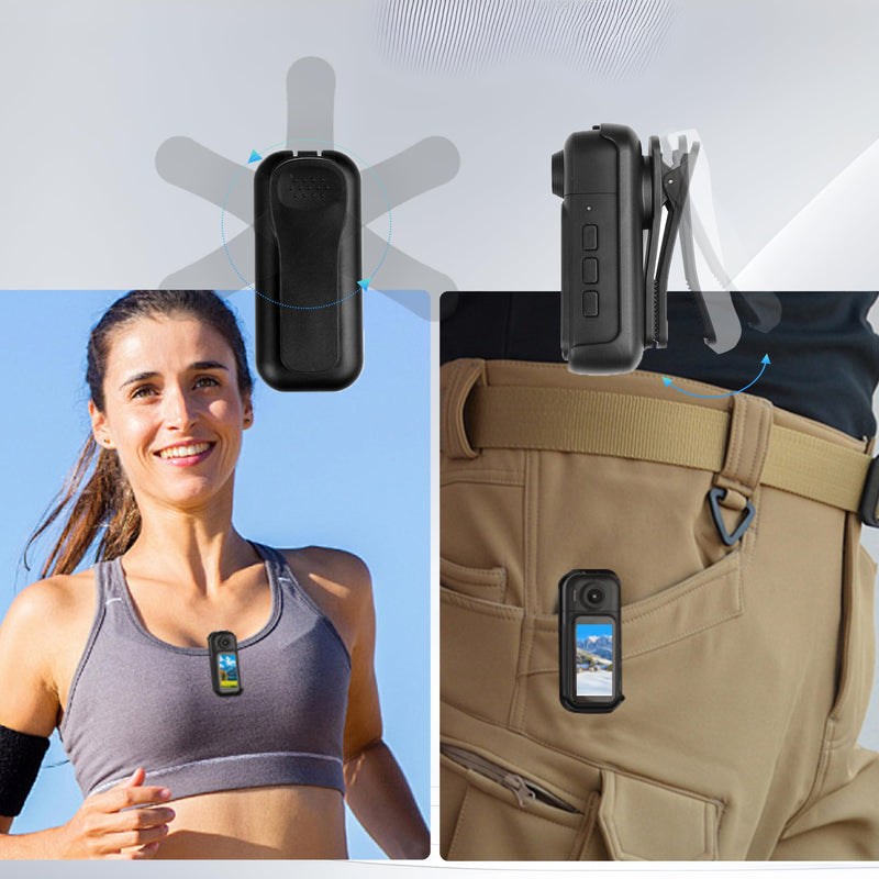1080p Mini Body Camera with 64GB Card, 1.47" Touchscreen Wearable Thumb Camera, Magnetic Mount & 180° Rotating Lens for Vlogging Travel Sports Security