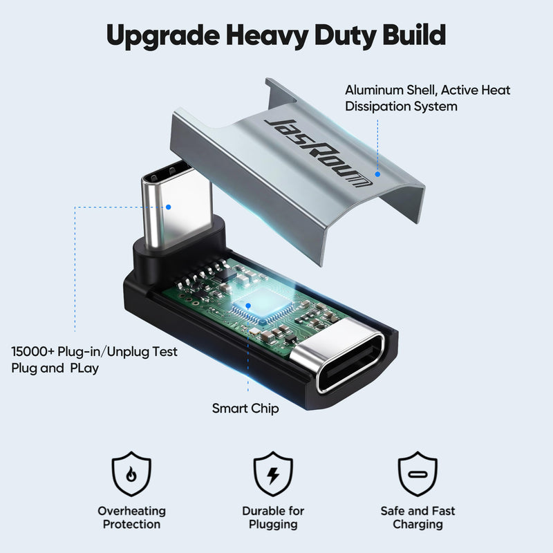 90 Degree USB C Adapter Flat 2Pack, 40Gbps/240W Thunderbolt4 Right Angle | 8K@60HZ Video Type C Male to Female USB4 Extender Adapter Kit for Steam Deck, Switch 2, ROG Ally, Laptop, Docking, Quest 3 90 Degree
