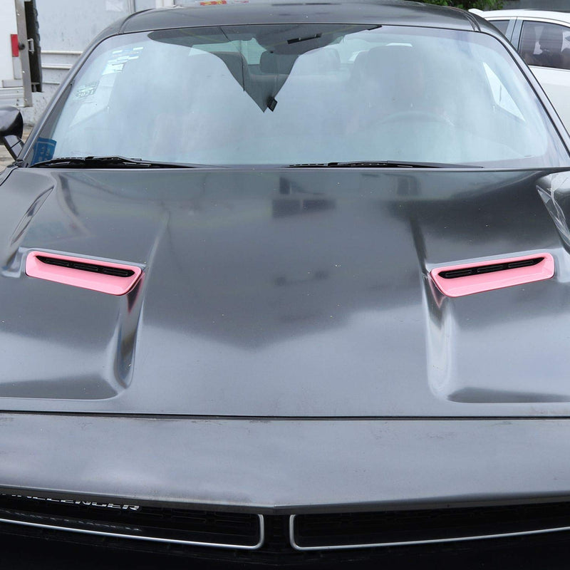 Voodonala Hood Scoop Hood Vent Air Intake Hood Air Conditioner Air Intake Outlet Trim Fit for 2015-2025+ Dodge Challenger Exterior Accessories,ABS Pink 2pcs