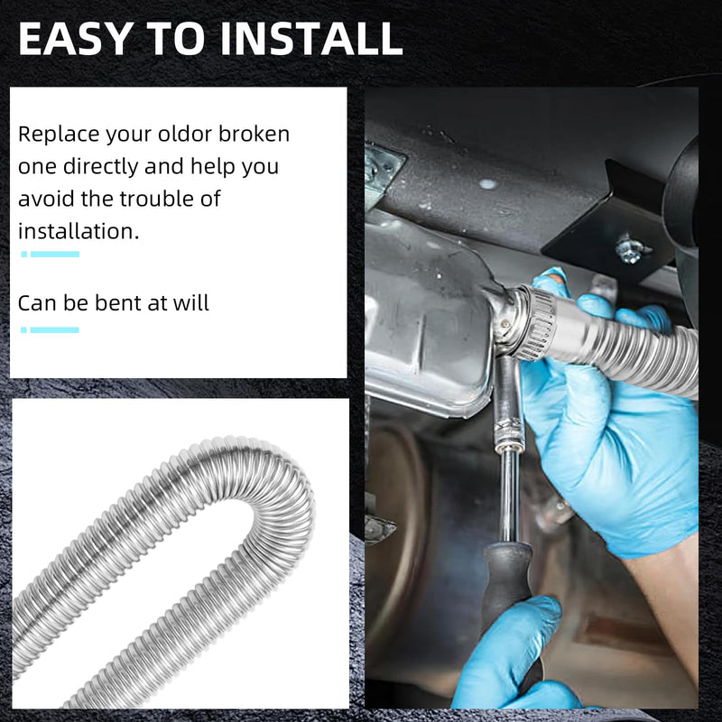 1 inch Stainless Steel Exhaust Hose, 59" Flexible Exhaust Pipe,Diesel Heater Flexible Exhaust Tubing with 2 Hose Clamps Generator Exhaust Hose Parking Air Heater Fuel Tank Diesel Gas 59in/150cm