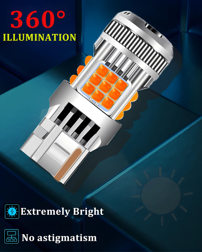 7440 LED Bulb Amber Yellow 4000 Lumens for Turn Signal Lights, CANBUS Error Free, with Built-in Resistor, Anti Hyper Flash 7440NA WY21W T20 7441 W21W Blinker Bulb Replacement (Pack of 2) 7440