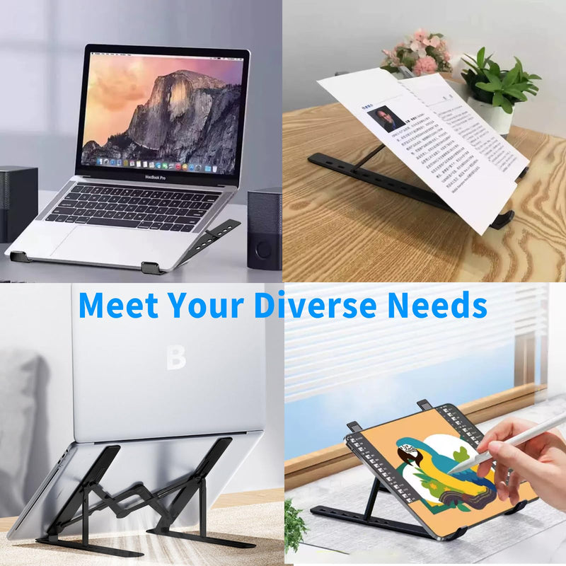 Laptop Stand, Laptop Holder Riser Computer Stand, Adjustable Aluminum Foldable Portable Notebook Stand, Compatible with MacBook Air Pro, HP, Lenovo, Dell, More 10-15.6” Laptops and Tablets (Black) black