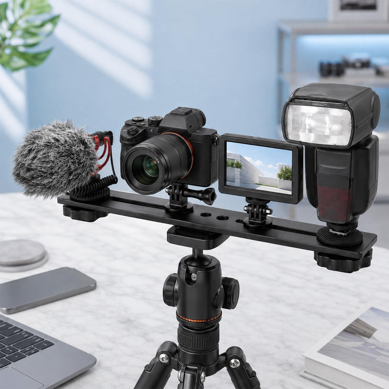 Flash Bracket Tripod Extension Arm Camera Bracket Tripod Accessories | Tripods Attachment Camera Attachment Extension Bar Tripods Accessories Attachments, 8 x 1.2 inch Black Aluminum Alloy
