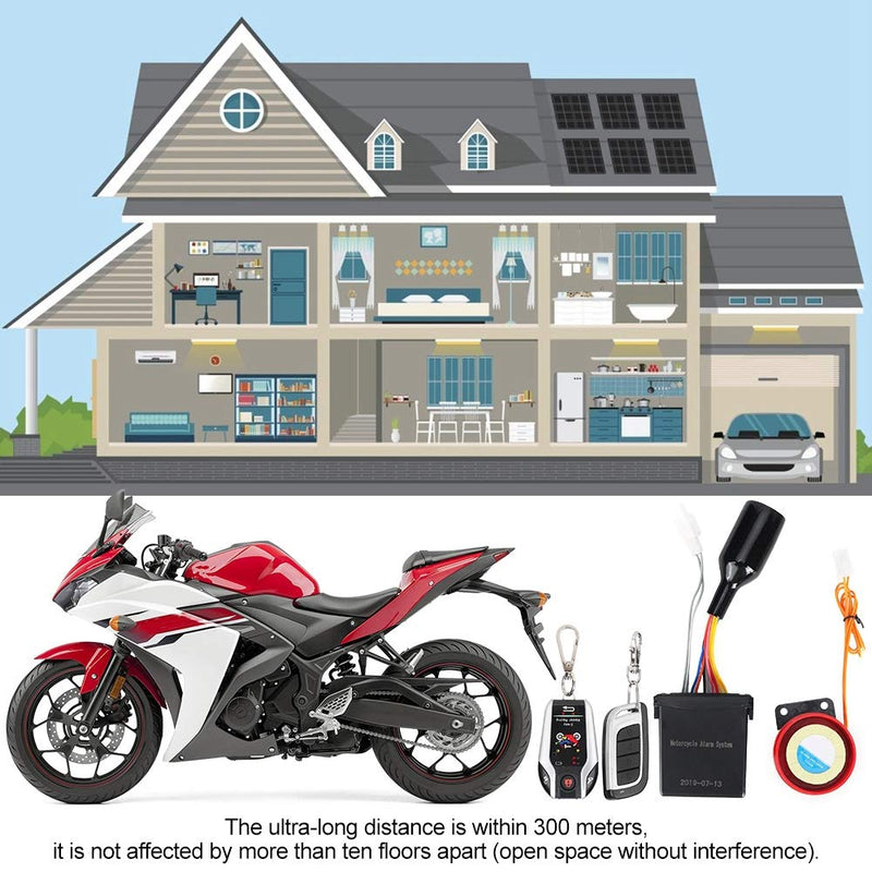Acouto Motorcycle Alarm System Anti Theft,2 Way Remote Alarm Horn Security System with Engine Start Function for Motorcycle