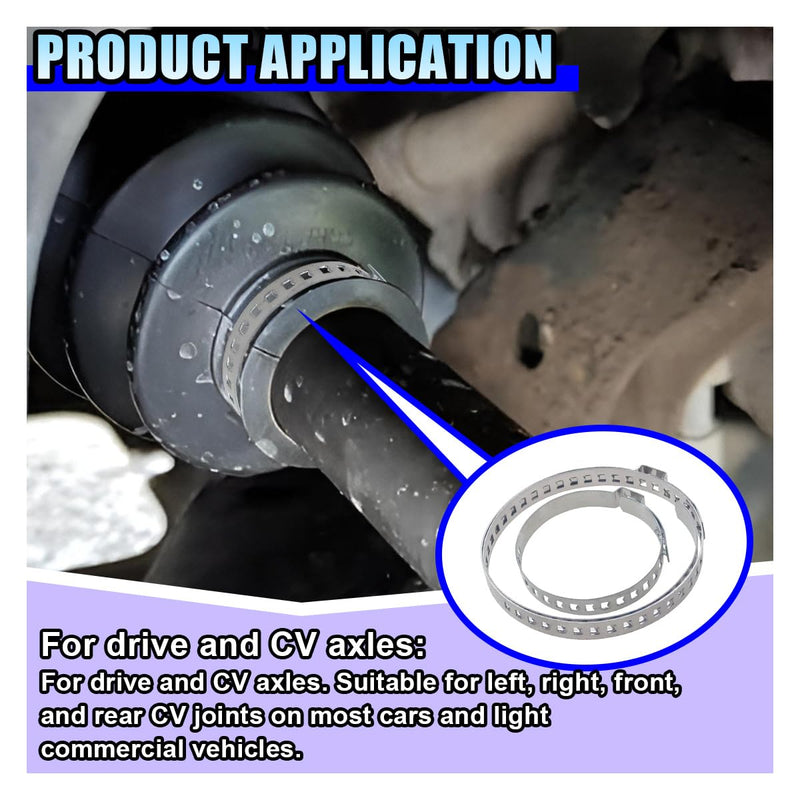 24PCS CV Boot Clamp Kit, Adjustable Axle CV Joint Boot Crimp Clamps, Stainless Steel Drive Shaft CV Boot Band Clamps Repair Tool Kit (12PCS Large+12PCS Small)