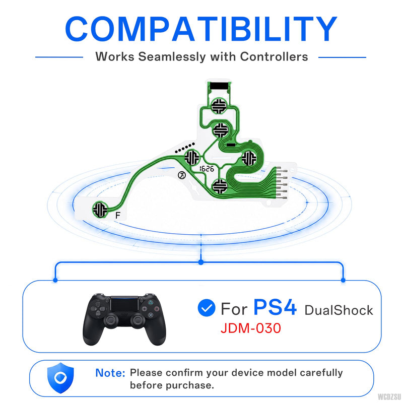 WCDZSU 3 Pack Conductive Film Keypad Flex Cable for PS4 JDM-030 Controller | Joystick Button Ribbon Circuit Board PCB Replacement for Dualshock for PlayStation 4 Controller with Repair Tool Kit