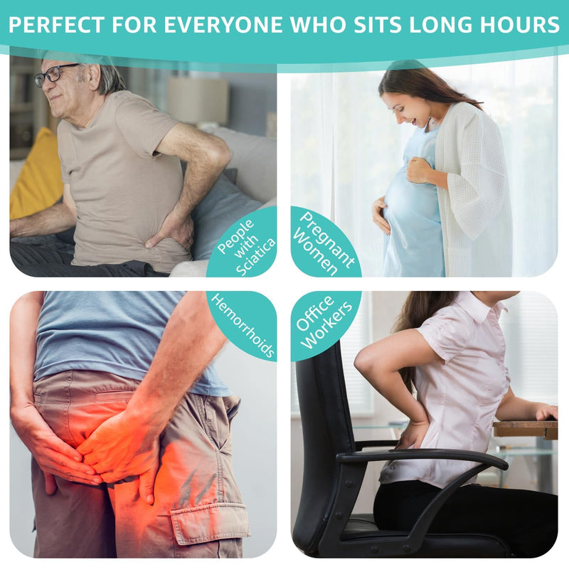 Inflatable Travel Seat Cushion for Airplane - Portable Air Pad with Built-in Pump for Long Flights & Car Rides - Ergonomic Tailbone Pain Relief for Office Chair, Wheelchair, Stadium 15.7"x15.7"