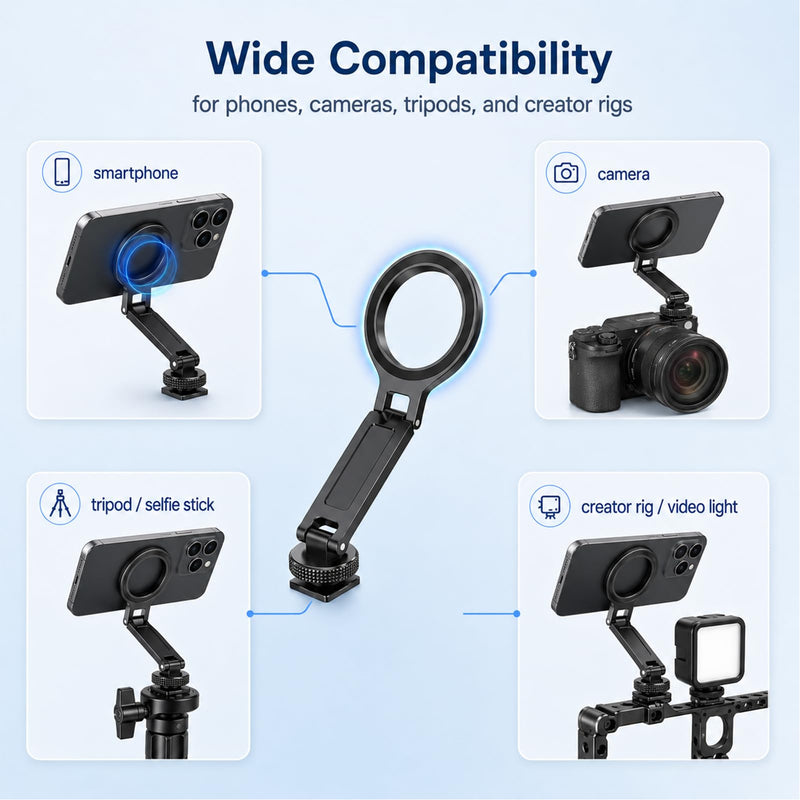 Magnetic Tripod Holder Mount Adapter for Magsafe,Adjustable Magnetic Phone Tripod Mount,Aluminum,Tripod Phone Mount,with 1/4” Screw for iPhone 12 13 14 15 16 Plus Pro Max All Series