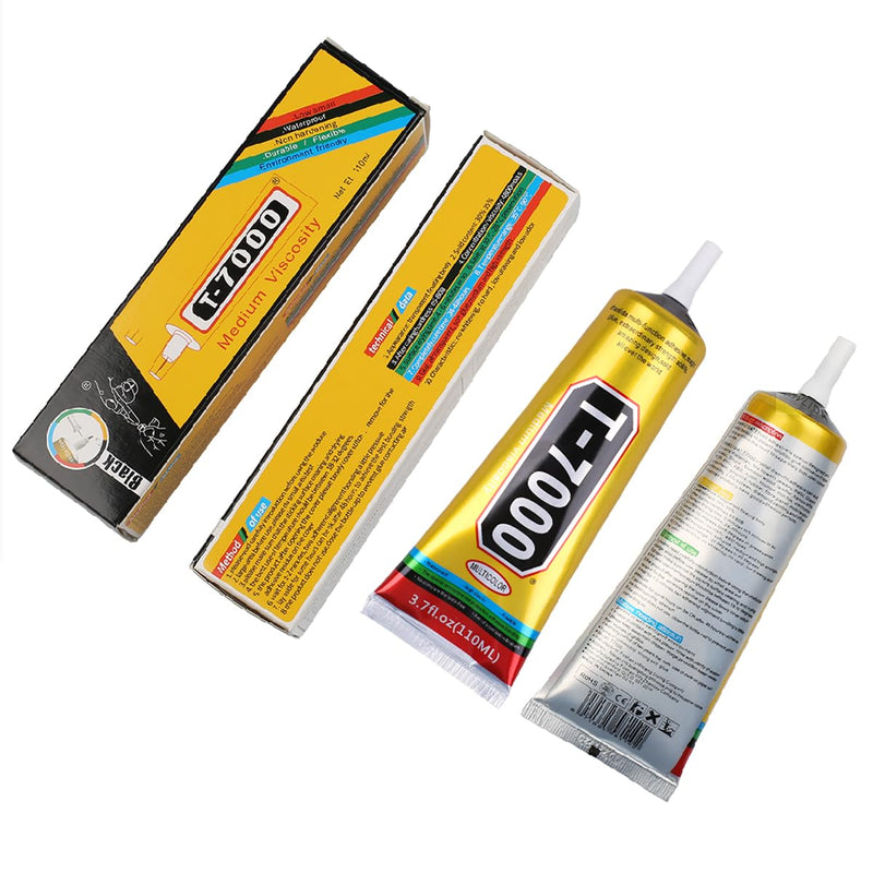 T7000 Black Glue for Cell Phones Mobile Repair Tools kit with Precision Tip, 4Pcs 15ml 50ml 110ml Waterproof Glue Speaker Earphone Electronics Computer Tablets LCD Screen Super Adhesive T-7000 Sealant 4Pcs Bulk T7000 Black Glue with repair tools kit