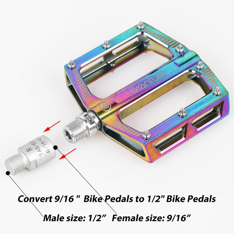 Hikenture Bike Pedal Adapter 9/16" to 1/2" Bicycle Pedals Chrome Molybdenum Steel (Pair) Silver Solid
