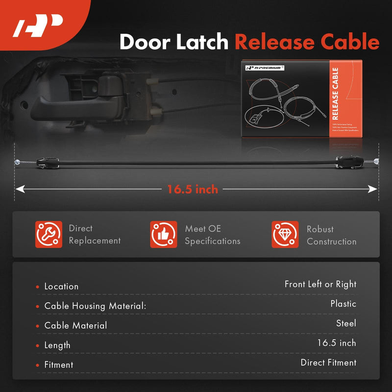 A-Premium 16.5 Inch Door Latch Release Cable Compatible with Chevrolet Silverado 1500 2007-2013, Silverado 2500 HD 3500 HD 2007-2014 & GMC Sierra 1500, Sierra 2500 HD 3500 HD, Front Left or Right