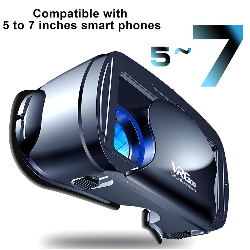 3D VR Headset, Virtual Reality Glasses Headset Helmets, Compatible with 5.0-7.0 inch with Controller, for Mobile Games & Movies(Black) Black