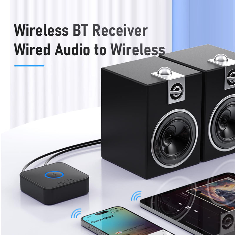 Bluetooth 6.0 Transmitter Receiver for TV to Wireless Headphones/Speaker, Bluetooth Adapter for TV/AUX/RCA Audio Inputs, Plug n Play, Audio Transmitter Adapter for Home Stereo