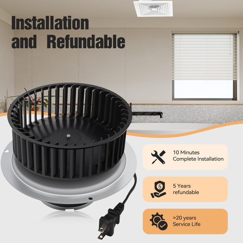 Compatible with Nutone QT-110N-B, QT-80-N-B, QT-90N-B,QT-9093, QT-100L, QT110N，QT80,Bathroom Fan Motor,110CFM,3.0Sones Bathroom Fan Motor & Blower Wheel,Replace for Motor Number S0695B000, S0696B000