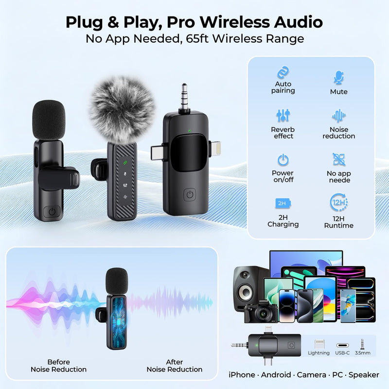 Content Creator Essentials Vlogging Kit, Magnetic Tripod & 2 Lights 2 Mics | 68" Magnetic Tripod for iPhone MagSafe/Android with Remote & 2 in 1 Magnetic Holder for Video Recording/Travel/Vlogging