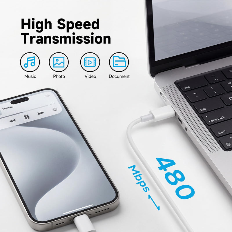 96W Charger for MacBook Air 13 15 inch MacBook Pro 14 16 inch MacBook Neo | M5 M4 M3 M2 M1 96W USB C Charger Fast Charging Block Power Adapter with 6FT USB C to USB C Cable (White) White