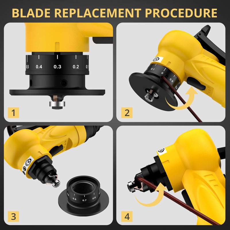 AMTOVL Pneumatic Chamfering Tool - Mini Air Chamfer Tool with 6 C-Angle & 6 R-Angle Blades, 45° 30000 RPM Chamfering Tool for Metal and Wood with 1/4" Air Inlet Yellow