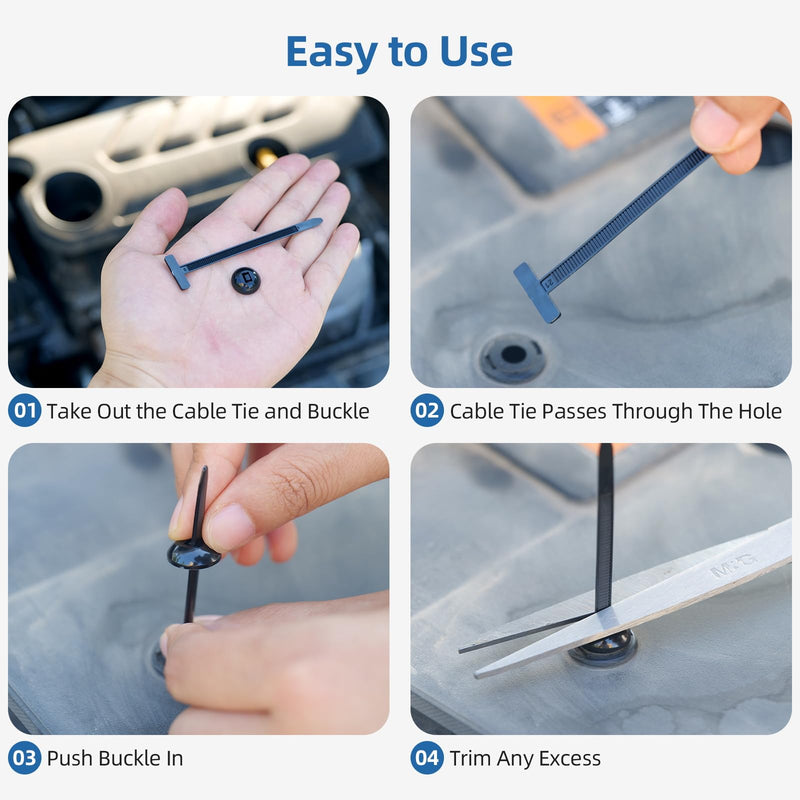 100 Pcs Nylon Universal Cable Tie Buckle for Car - Self-Locking and Easy Install Zipper Clips with Pin & Button Design - UV-Resistant Zip Tie for Quick and Effortless Car Daily Repair 100