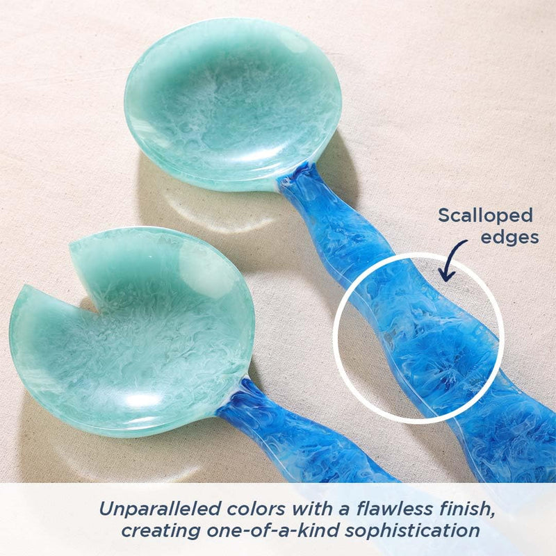 Folkulture Salad Servers or Salad Tongs | Set of 2 (12") Serving Spoons in Kitchen Essentials or Kitchen Utensils Set | Resin Salad Tongs for Serving | Salad Hands or Serving Utensils for Home 12 Inch Aqua Teal