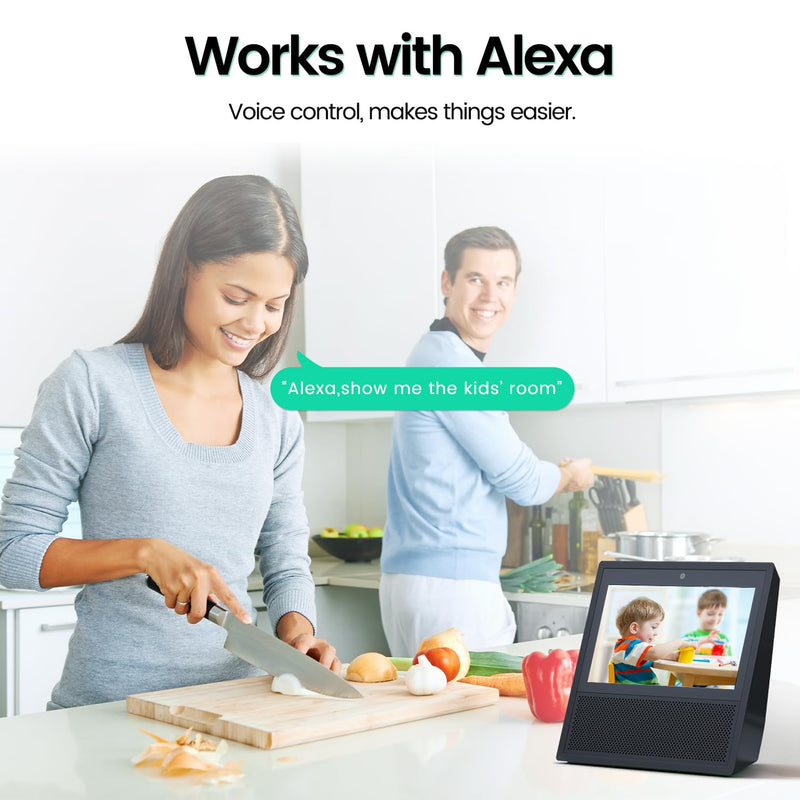 2K Security Camera Indoor,House Cameras with Audio and Video,Plug in Surveillance Cameras for Home Security,8X Zoom,IR Night Vision,Sound/Motion Detection,2-Way Talk,Supports Alexa 2K/3MP