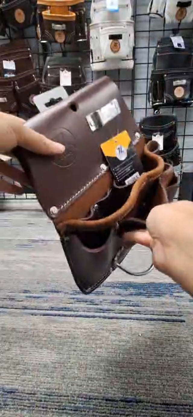 Zeluga 11 Pocket Pro Leather Drywall Pouch, Cherry Left Hand
