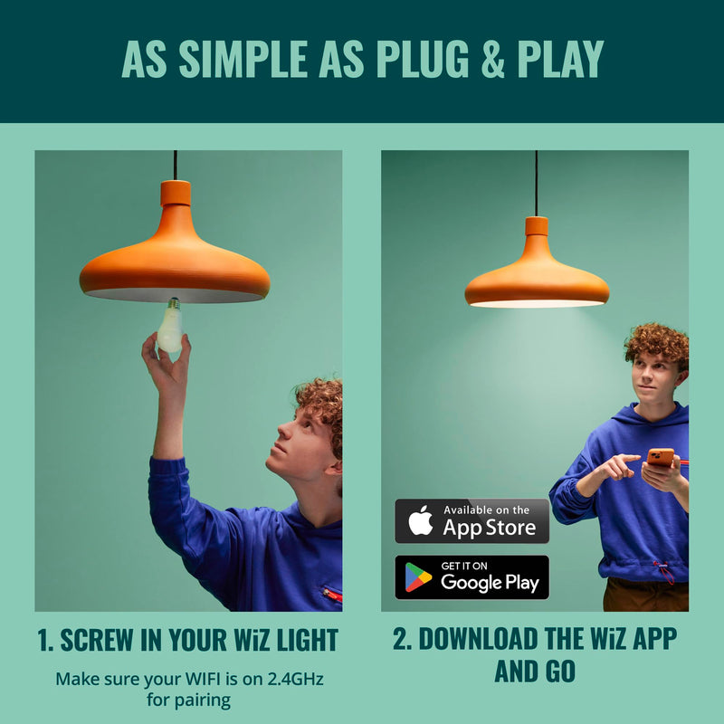 WiZ Connected Smart Light Bulbs, 4-Pack, Full Color A19 60W 800LM E26 LED Lights, Sunset/Sunrise Automation, Smart Bulbs with Motion Detection, Control with Voice or App 4 Pack