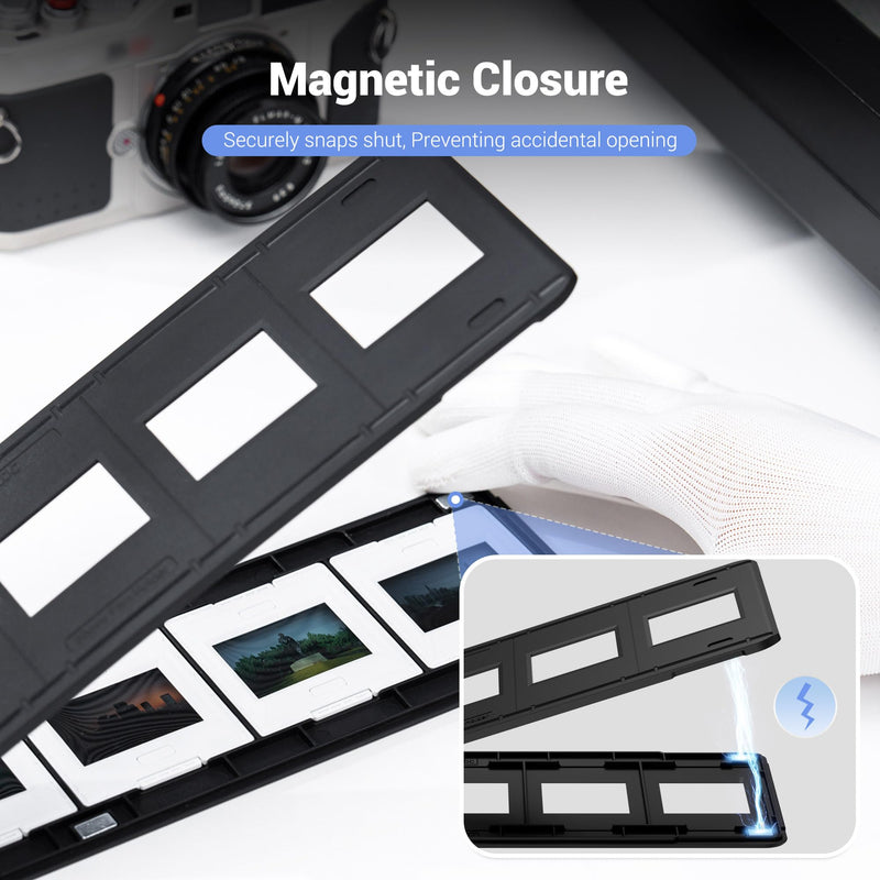 JJC 35mm Photo Slide Mount Holder, Acid-Free ABS Made & Magnetic Closure | Compatible with Film Scanner, Mobile Film Scanner Convert & Negative Film Digitizer, Maintains Film Flat & Stable for Copying 35mm Slide Mount Holder