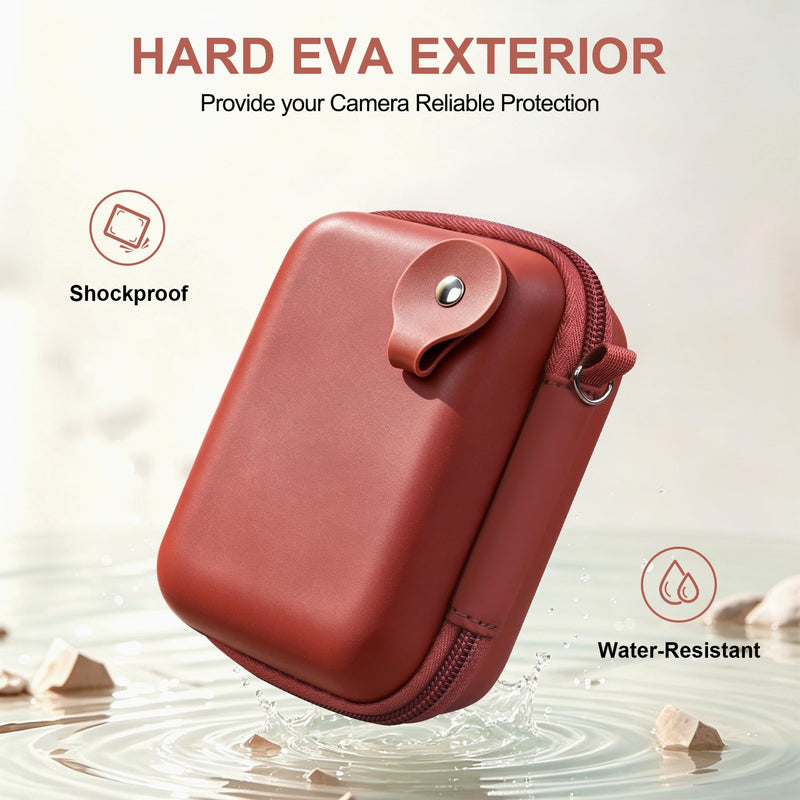 Lacdo Camera Carrying Case for KODAK PIXPRO FZ55 / FZ45 / FZ53 / FZ43 16MP Vlogging Digital Camera, Hard EVA Protective Camera Storage Trave Bag, Mesh Pocket Fit Batteries, USB Cable, SD Card, Red