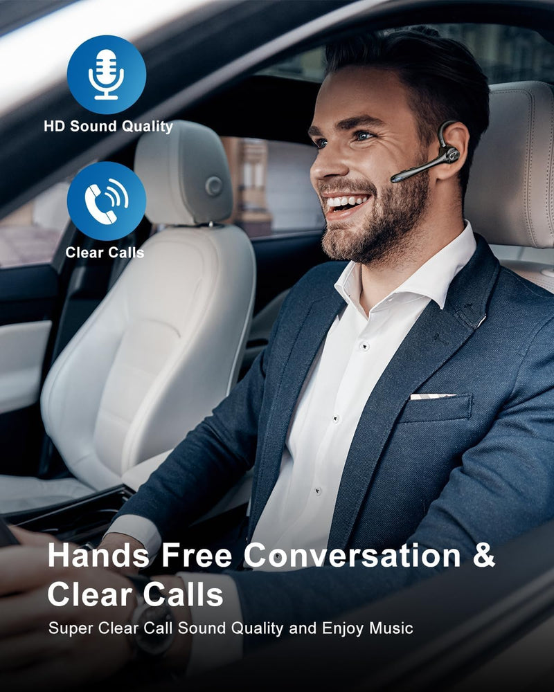 Earbuds Wireless Earpiece Bluetooth Headset Noise Canceling Mic Hands Free | 160H Standby Time Earphones Single Ear Headphone for iphone Android Samsung Cell Phones PC TV Computer Game Trucker Work