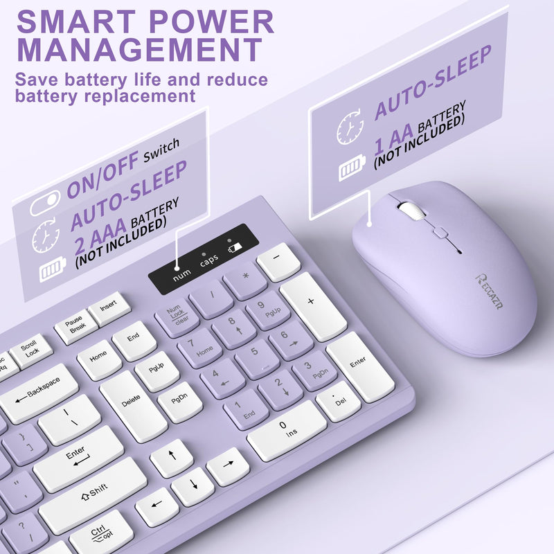 Quiet Wireless Keyboard and Mouse Combo for Office and Home(Purple)
