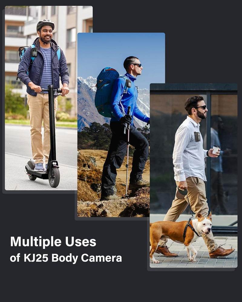 BOBLOV KJ25 128GB Body Camera, 3000mAh with 10-13Hrs Recording, Affordable Body Cam with Night Vision, External TF Card with Exchange for Hiking, Delivery, Law Enforcement(128GB)