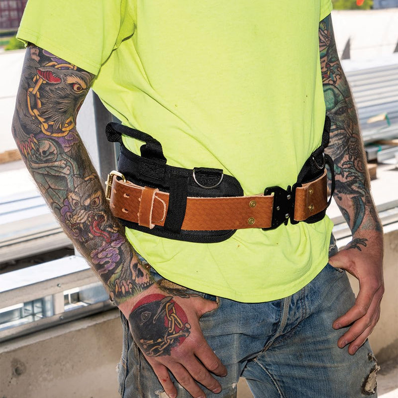 Klein Tools 5826L Leather Tool Belt with Quick-Release Buckle, 32-Inch to 40-Inch Waists, Large L Quick Release Buckle