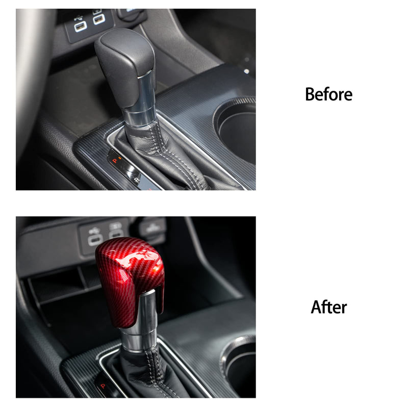 CKE Compatible with Honda Civic 2022 2023 2024 2025 2026 for CRV HRV 2023 2024 2025 2026 for Accord 2018-2024 2025 2026 Accessories Car Center Console Gear Shift Knob Cover Trim Cap -Red Carbon Red Carbon