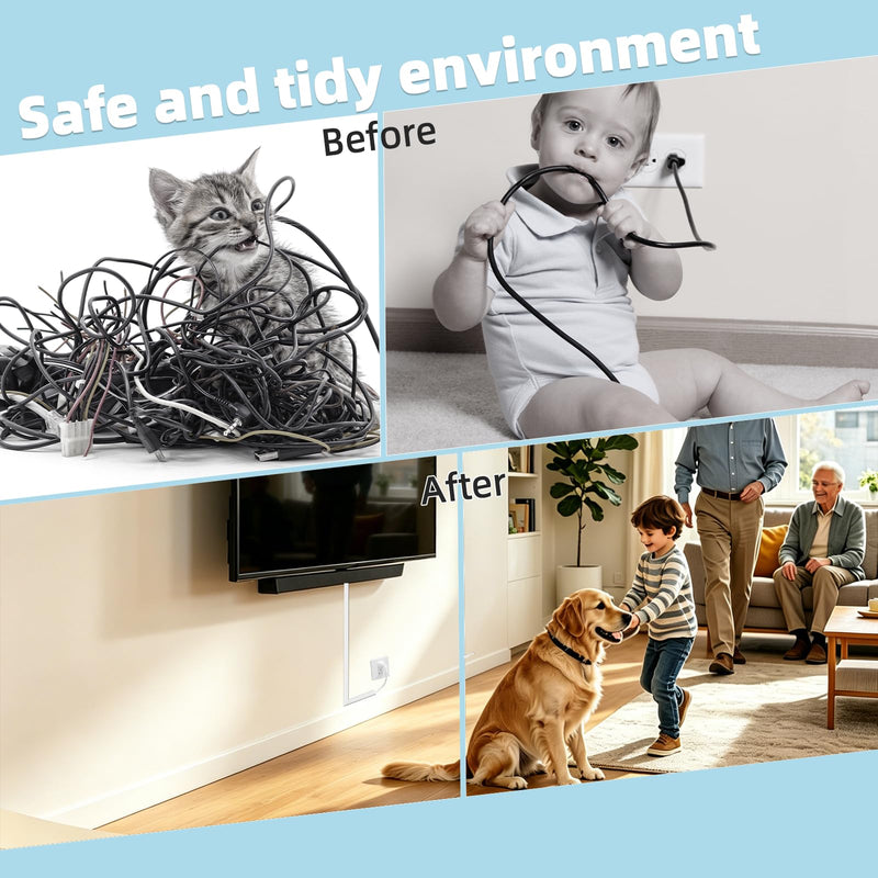 39" Silicone Cord Cover for Wires on Wall, Cord Hider for Wall Mounted TV | Flexible, Fits 1 Cord Up to 0.35" Diameter, Self Adhesive Cable Hider, Hides Wall Wires, Safer for Kids & Pets, White 39 inch
