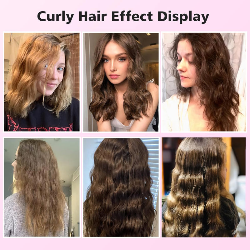  [AUSTRALIA] - 3 Barrels Hair Waver, 25mm Curling Iron, Beach Mermaid Waves Hair Crimper | Curling Tongs, Hair Curler with 2 Temperature Control Quick Heating, Waver Curling Wand for Long or Short Styling Pink