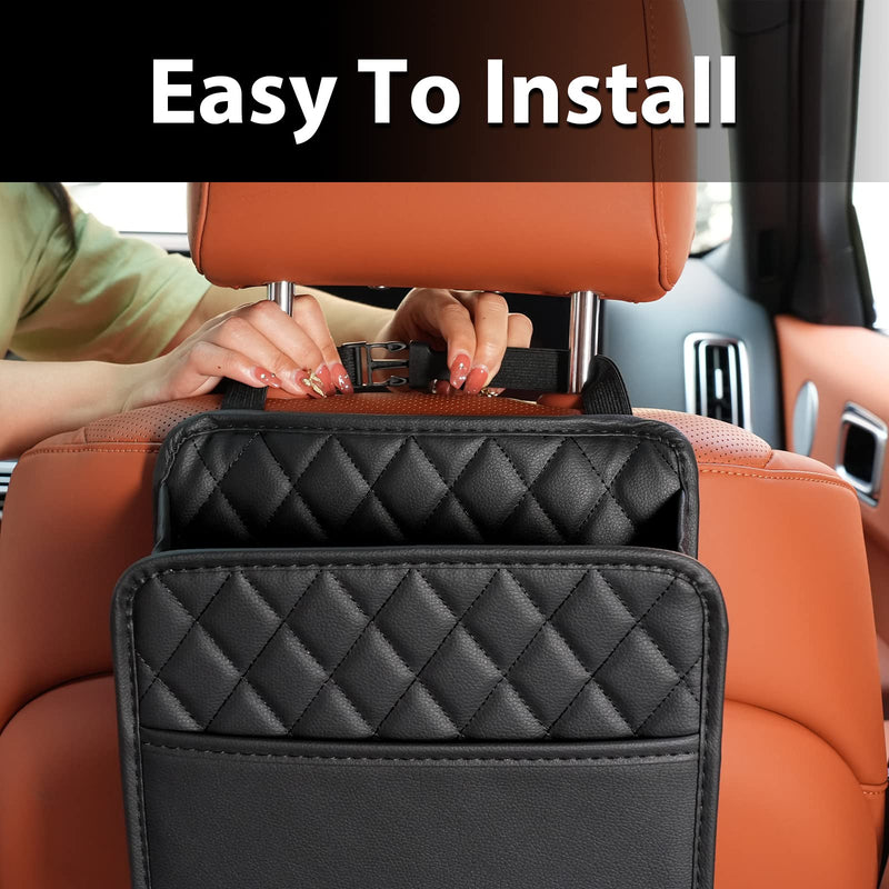 Car Seat Back Hanging Bag Car Document Holder Multi-Pocket Bottle Bag Storage Box Organizer Travel Tidy Pouch Pocket Kids Black A
