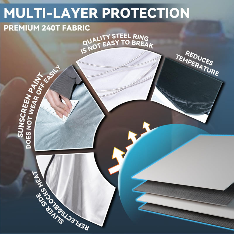 for BMW 4 Series 2021-2025 430i 440i i4 m4 330i Windshield Sun Shade - 4 Layers for Front Windows Shade Cover Custom Fit 4 Series Sun Visor 240T Retractable Shade Blocks UV Rays Car Accessories for BMW 4 Series 2021-2025
