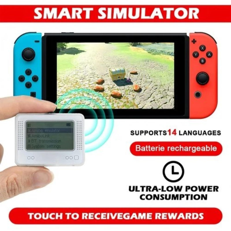 PEGLY Smart NFC Emulator Compatible with Nintendo Switch, 3DS, and Wii U, 1.2" OLED Display, Rechargeable NFC Device with High-Capacity Storage for NFC-Enabled Games