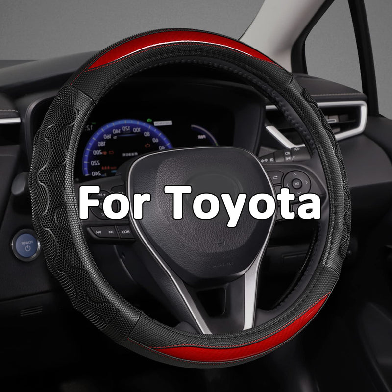 GIANT PANDA Steering Wheel Cover for Toyota, Auto Car Steering Wheel Cover for Toyota Highlander Rav4 Corolla Camry,Standard Size - Red Toyota Standard Size - A Style
