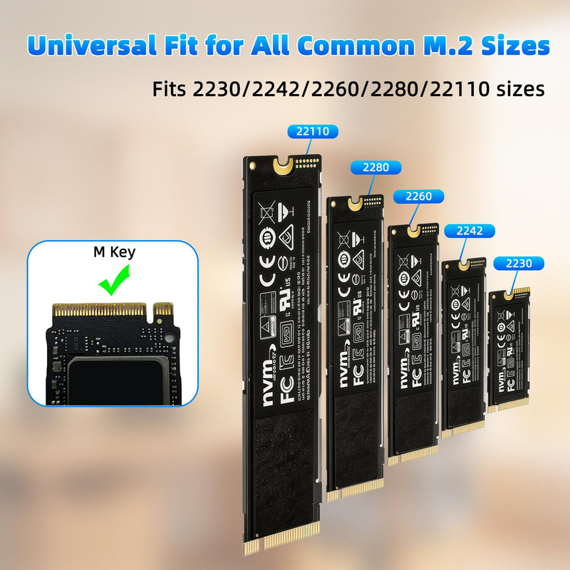 M.2 NVMe SSD Docking Station, 10Gbps USB 3.2 Gen 2 External Enclosure, PCIe SSD Dock to USB-C Adapter, Tool-Free, Supports M-Key 2230-22110 SSDs, Plug & Play (Not for SATA) Black-1-NVME