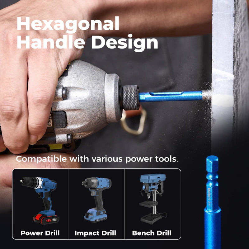 toolant Diamond Drill Bits Set 10PCS, Glass Drill Bits for Drilling Holes in Glass，Procelain,Ceramic and Tile, Tile Drill Bit with 1/4 Inch Quick Change Hex Shank,3/16"-3/8" Hex 3/16"-3/8"(10-PCS)