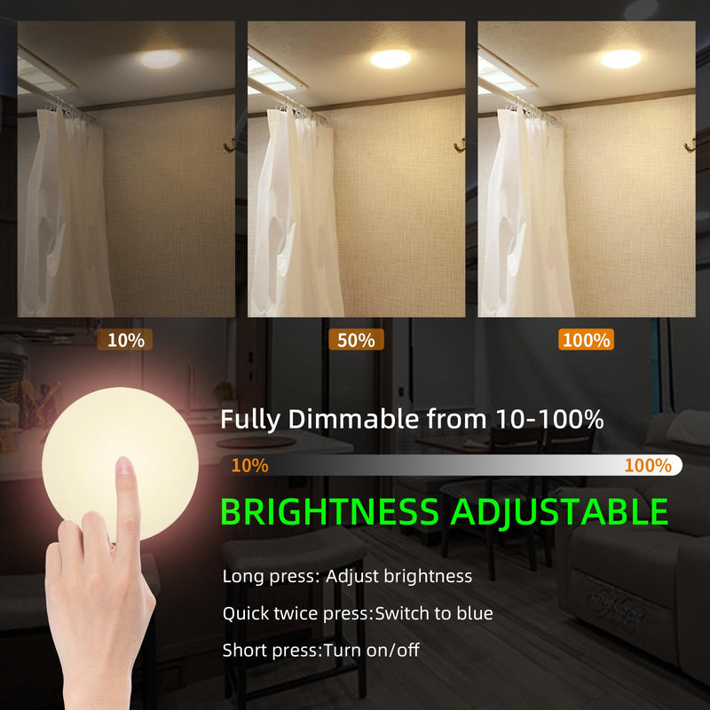 RV Ceiling Light 12V, 4.5Inch RV Light Interior, Dimmable Puck Dome Lights for Motorhome Boat Trailer (Warm White 6Pack) Warm White 6Pack