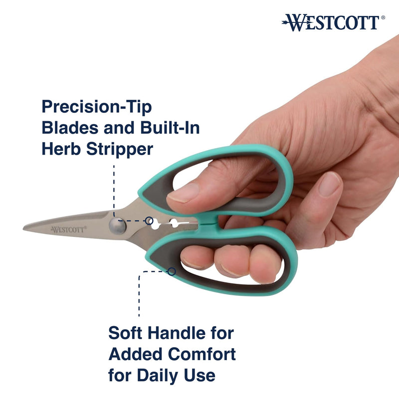 Westcott Titanium-Bonded Kitchen Shears 4pk, Durable and Versatile Scissors with Soft Handle for Precise Cutting, Ideal for Cooking 4-pack