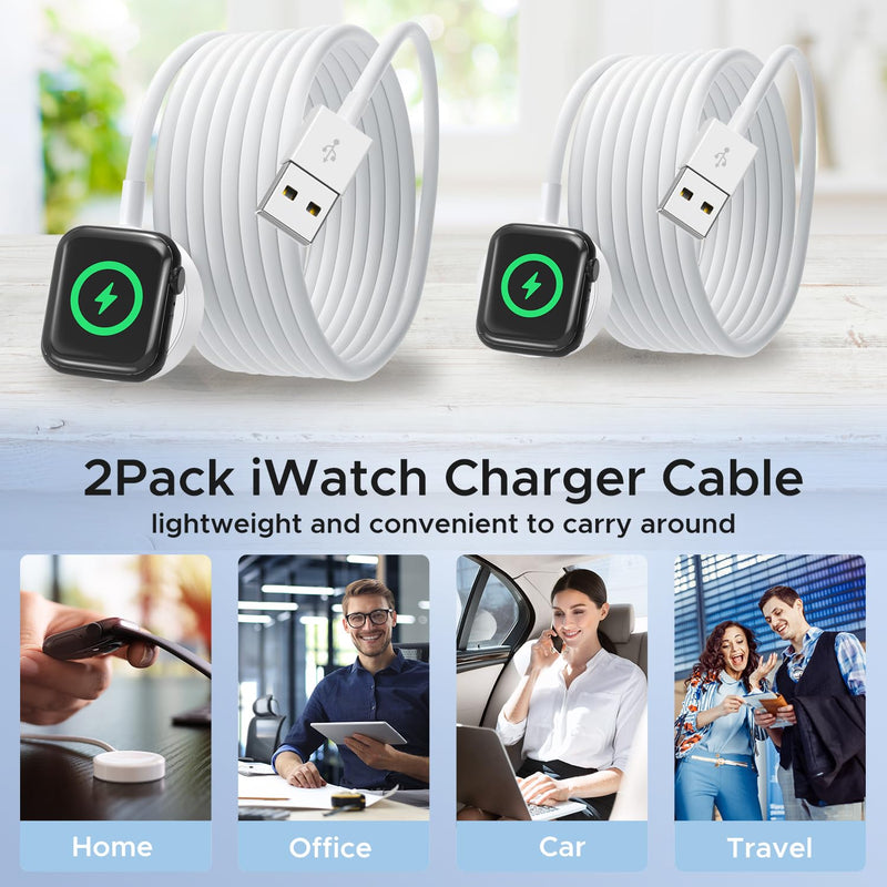 𝟐𝐏𝐚𝐜𝐤 𝐔𝐩𝐠𝐫𝐚𝐝𝐞𝐝 for Apple Watch Charger, Magnetic Wireless iWatch Charger Fast Charging Cordless Travel Cable 3.3FT Compatible with iWatch Series Ultra 9/8/7/6/SE/SE2/5/4/3/2/1