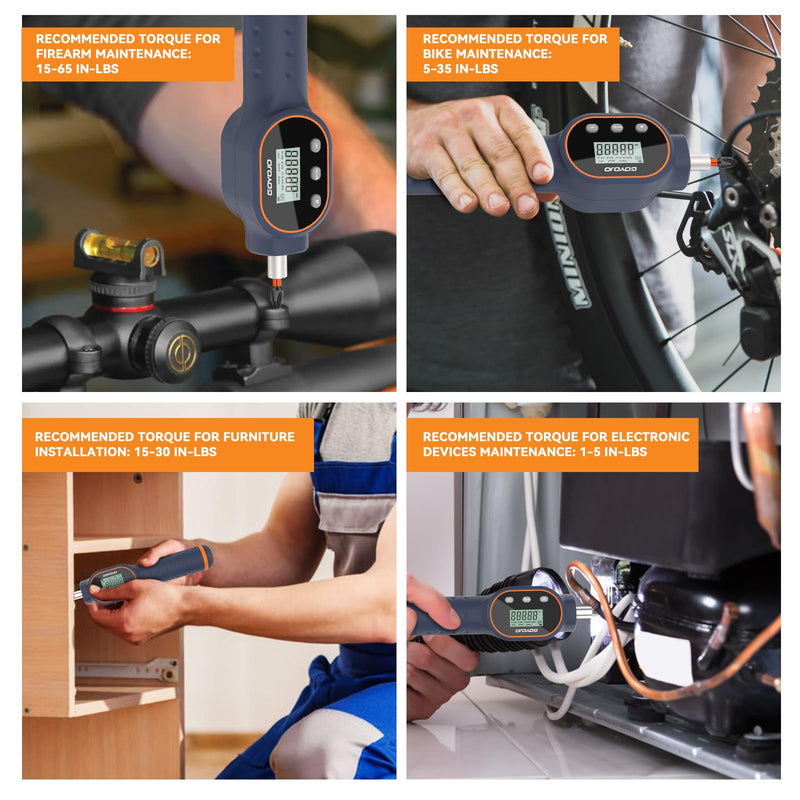 GOYOJO Digital Torque Screwdriver 1.77-17.7 in.lb / 0.2-2 Nm, 1/4 Adjustable Inch Pound Torque Wrench Screwdriver Set with Strong Magnetic Bits,999 Data, for Gunsmithing, Electronics and Mounting